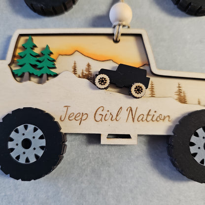 Personalized Off Road Vehicle Ornament, Hand Painted Sunset Stars Design, Christmas Decor