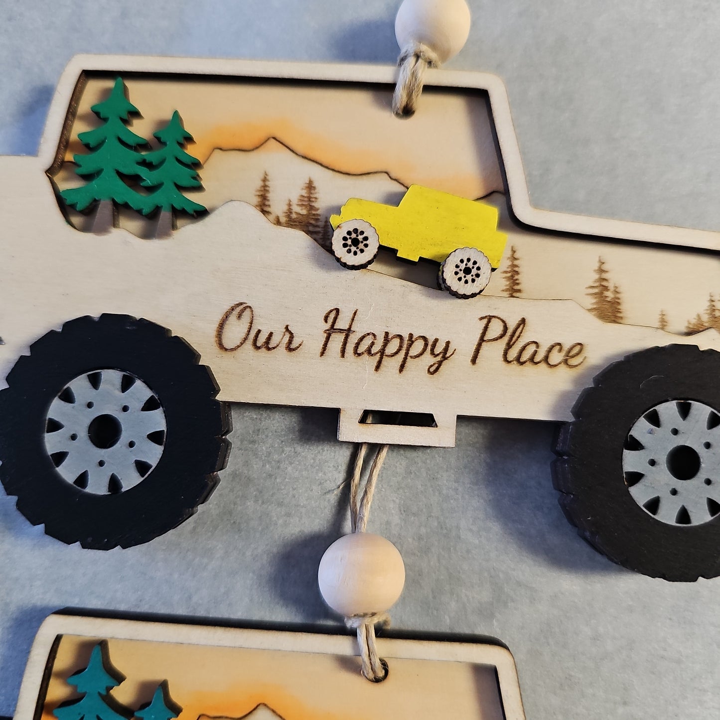 Personalized Off Road Vehicle Ornament, Hand Painted Sunset Stars Design, Christmas Decor