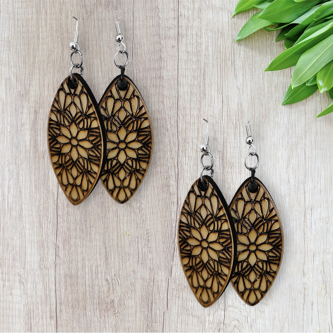 Wooden Lace Earrings