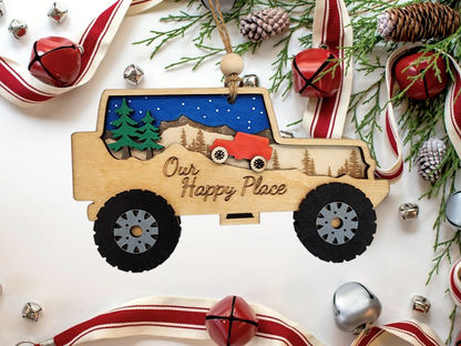 Personalized Off Road Vehicle Ornament, Hand Painted Sunset Stars Design, Christmas Decor