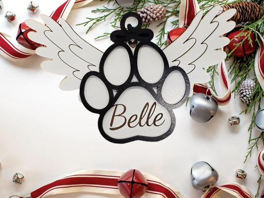 Customized Wood Memorial Pet Ornament, Personalized Pet Remembrance, Pet Loss Gift