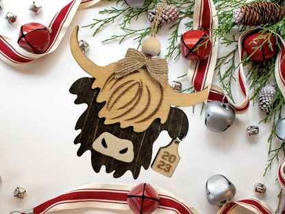 Personalized Highland Cow Ornament - A Furry Friend Just for You