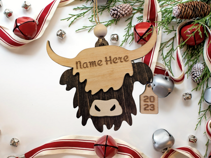 Personalized Highland Cow Ornament - A Furry Friend Just for You