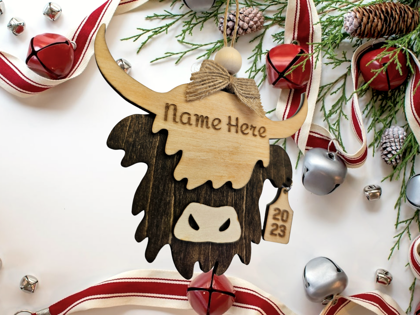 Personalized Highland Cow Ornament - A Furry Friend Just for You