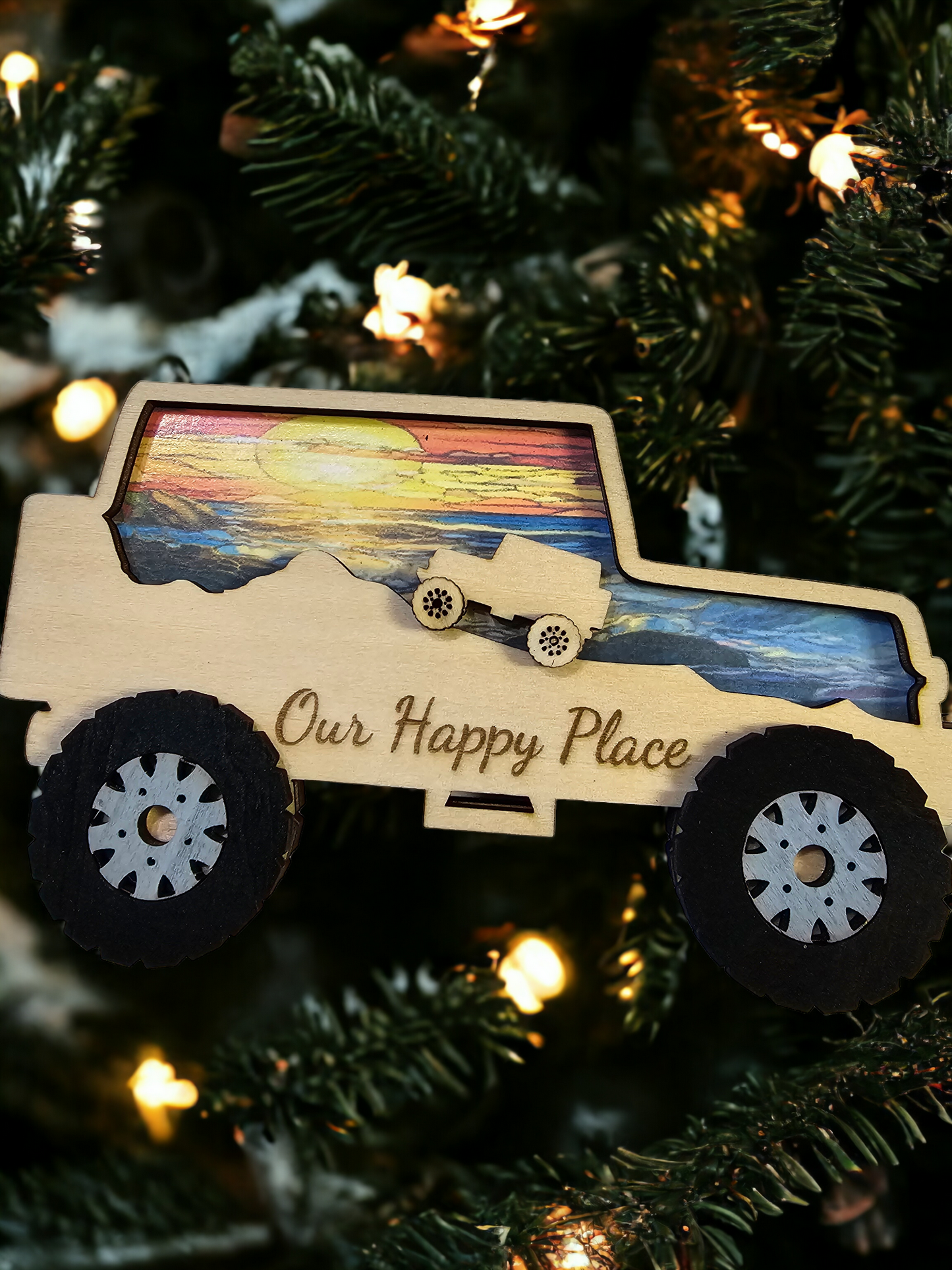 Off Road Vehicle Ornament, Personalized with Beach Scene, Christmas Decor