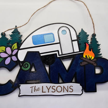 Happy Campers Sign, Welcome Sign for Campsite, Personalized Camping Plaque, Outdoor Enthusiast Gift