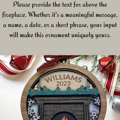 Personalized Ornament - Fireplace with names and year