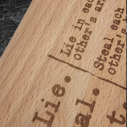 Personalized Cutting Board, Lie Steal Cheat Design, Gift for Chef, Cooking Enthusiast, wedding gift, anniversary