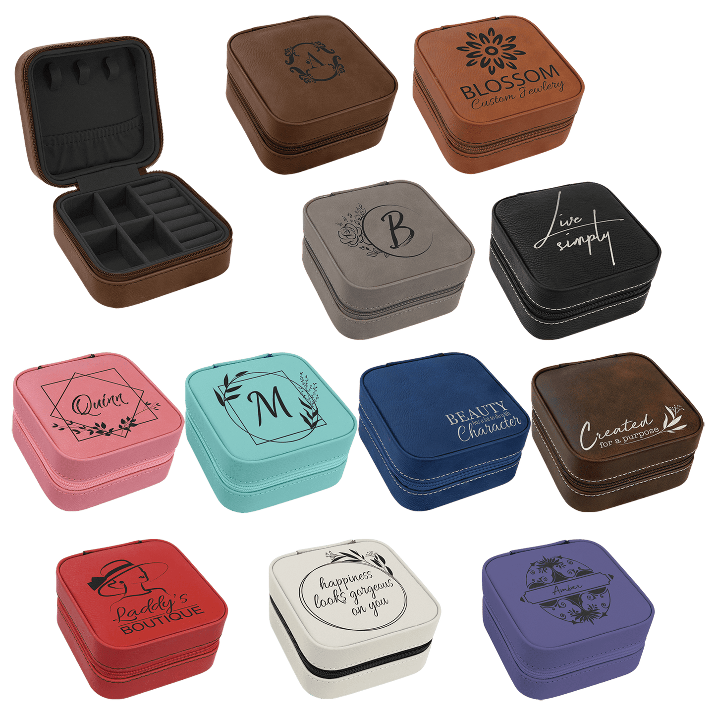 Tiny Treasure Keeper - 4" X 4" Travel Leatherette Jewelry Box in Your Favorite Color with black lining!