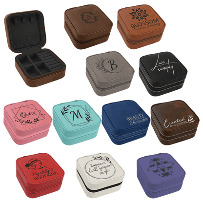 Tiny Treasure Keeper - 4" X 4" Travel Leatherette Jewelry Box in Your Favorite Color with black lining!