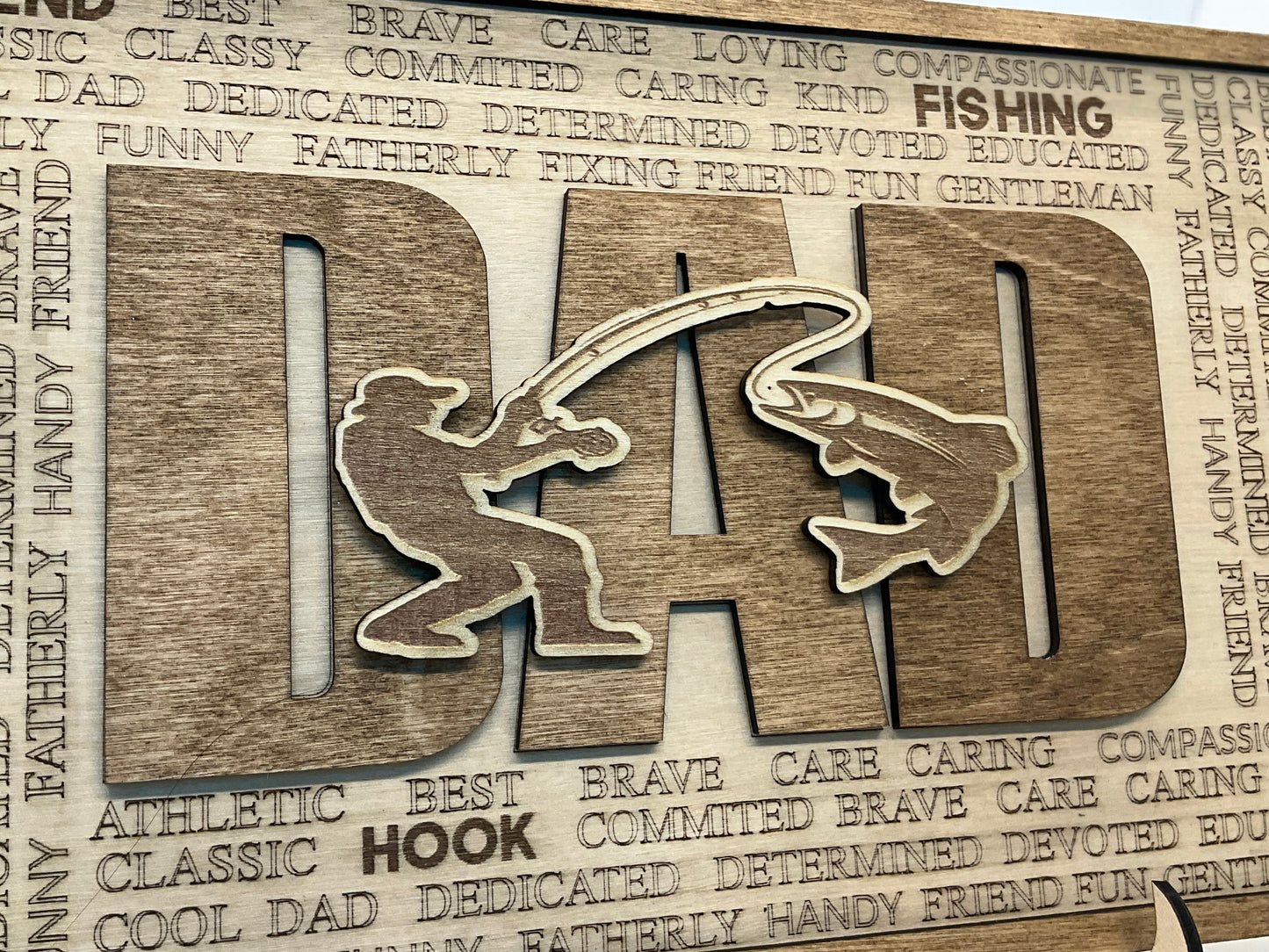 Fishing Dad Wood Sign, Father's Day Gift, Rustic Fishing Decor, Man Cave Wall Art, Fishing Lover Gift