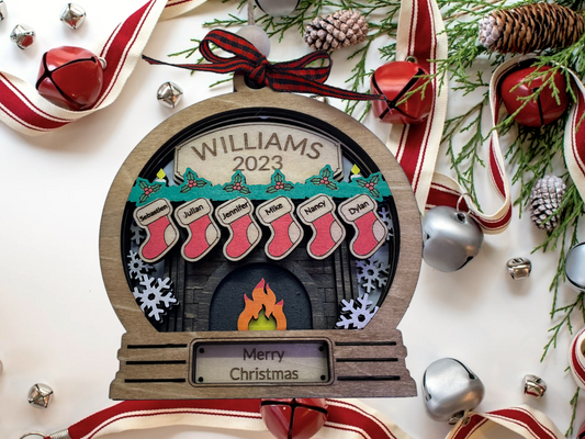 Personalized Ornament - Fireplace with names and year