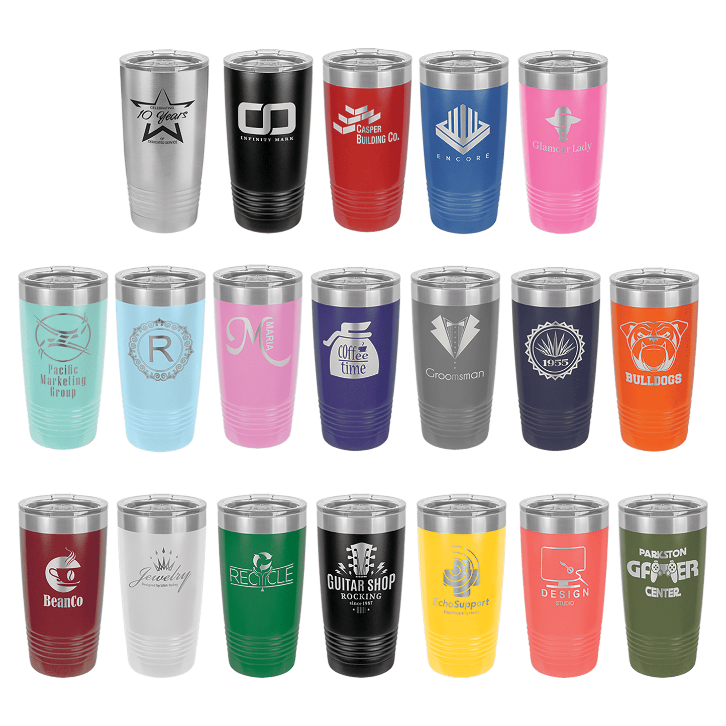 Personalized Custom Logo Tumbler, 20 oz Insulated Cup, Engraved Company Logo, Corporate Gift, Promotional Item