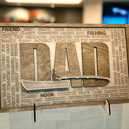 Fishing Dad Wood Sign, Father's Day Gift, Rustic Fishing Decor, Man Cave Wall Art, Fishing Lover Gift