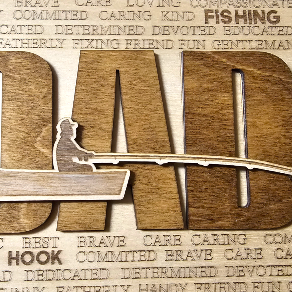 Fishing Dad Wood Sign, Father's Day Gift, Rustic Fishing Decor, Man Cave Wall Art, Fishing Lover Gift