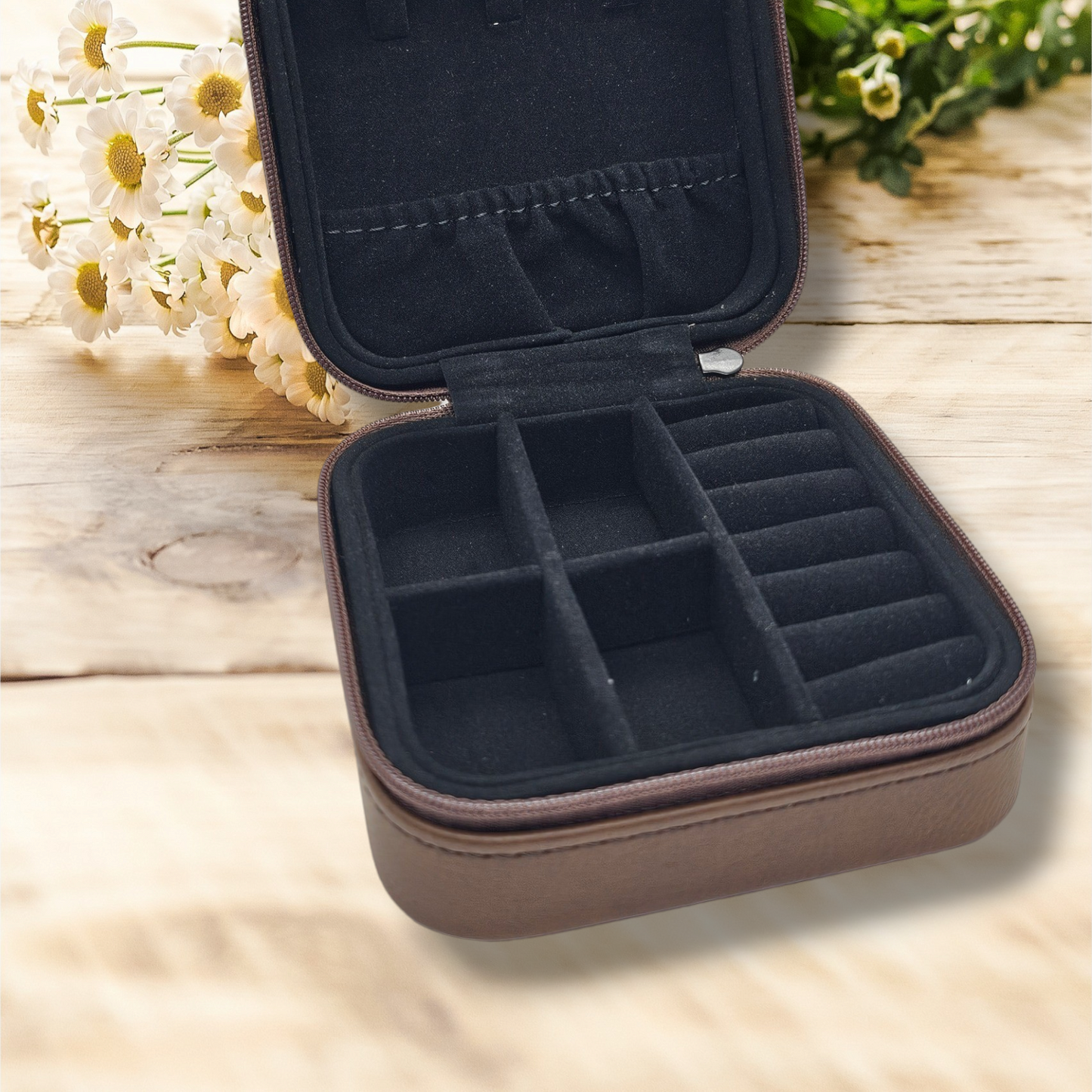 Tiny Treasure Keeper - 4" X 4" Travel Leatherette Jewelry Box in Your Favorite Color with black lining!