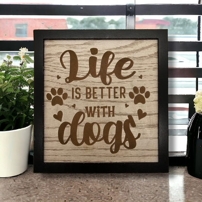 Canine Charm: 'Life is Better with Dogs' Shelf Sitter Trio (6", 8", 12")"