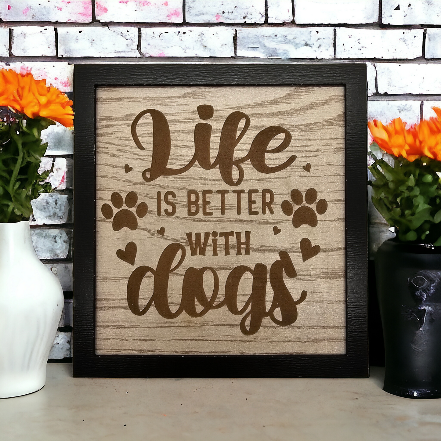 Canine Charm: 'Life is Better with Dogs' Shelf Sitter Trio (6", 8", 12")"