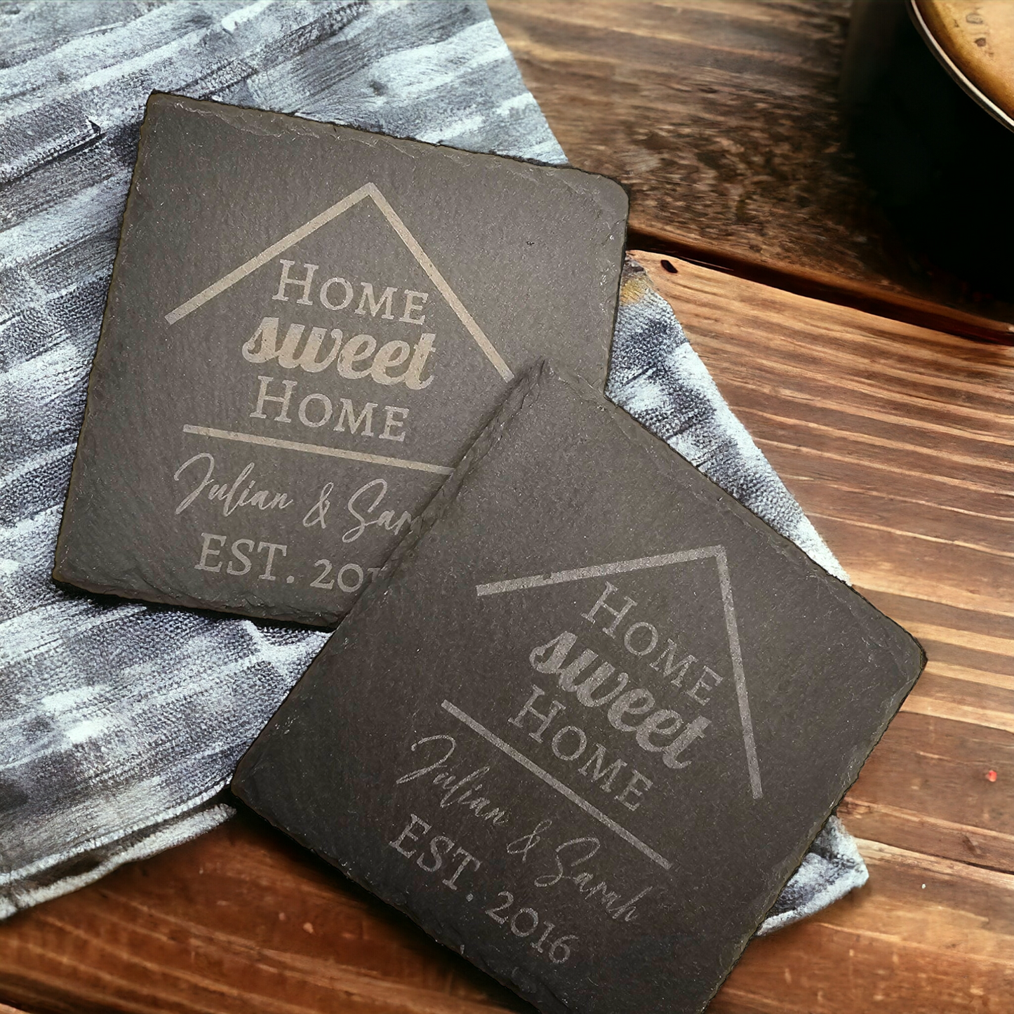 Home Sweet Home Slate Coaster Set, Housewarming Gift, Drink Coasters, Home Decor, Coffee Table Accessories