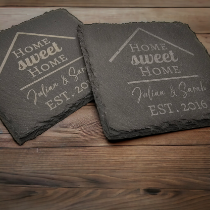 Home Sweet Home Slate Coaster Set, Housewarming Gift, Drink Coasters, Home Decor, Coffee Table Accessories