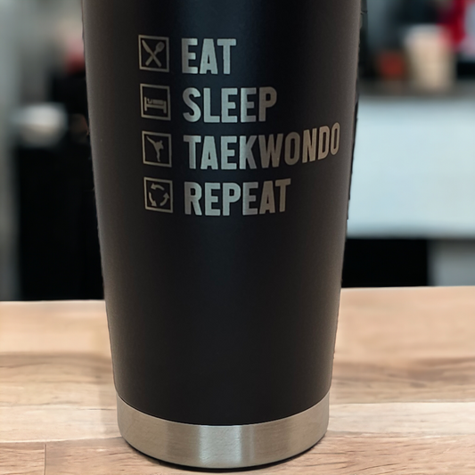 Engraved Taekwondo Mastery 20 oz Tumbler: Your Ultimate Checklist Companion, gift for athlete