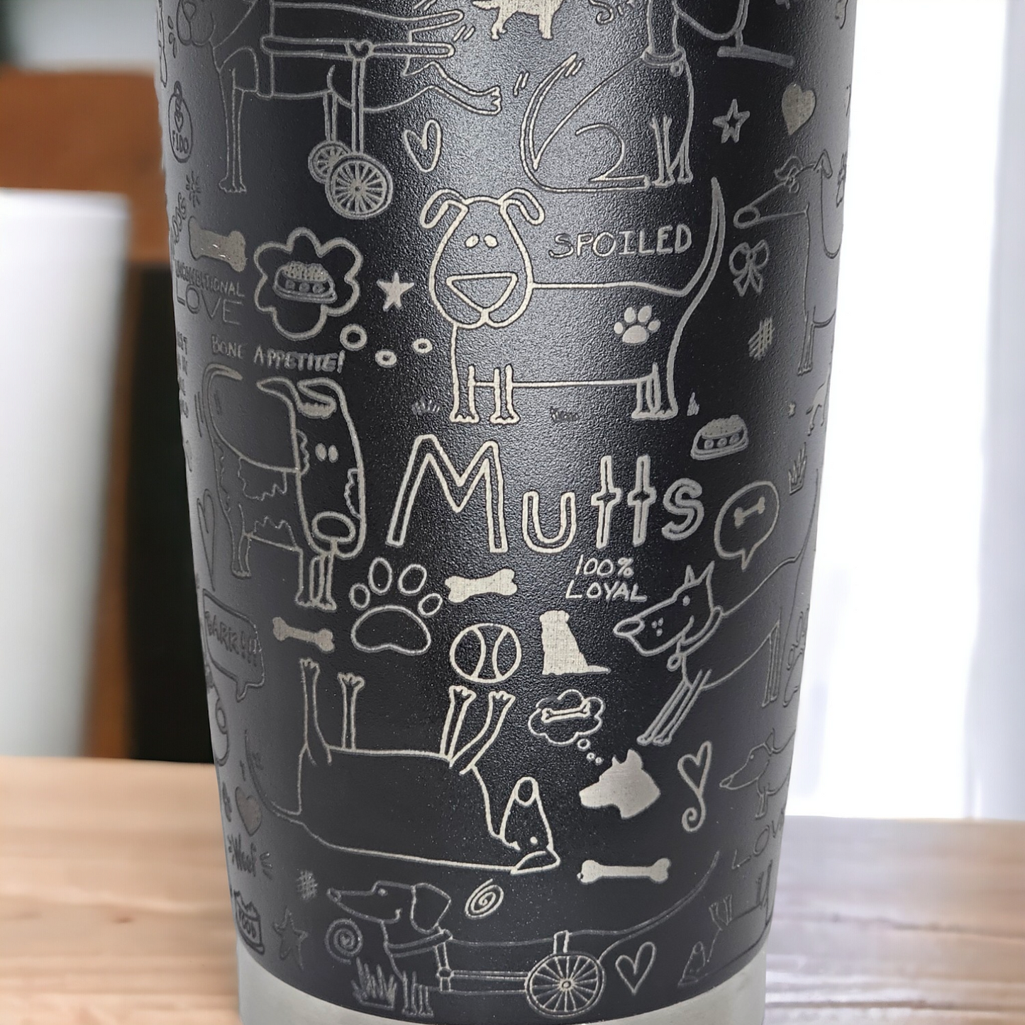 Engraved 20 oz tumbler, celebrating rescued paws and wagging trails