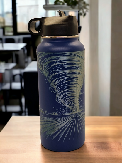 Weather Enthusiast Tumbler - Tornado Engraved Cup for Storm Chasers, 30 or 32oz Stainless Steel Hydro Water Bottle