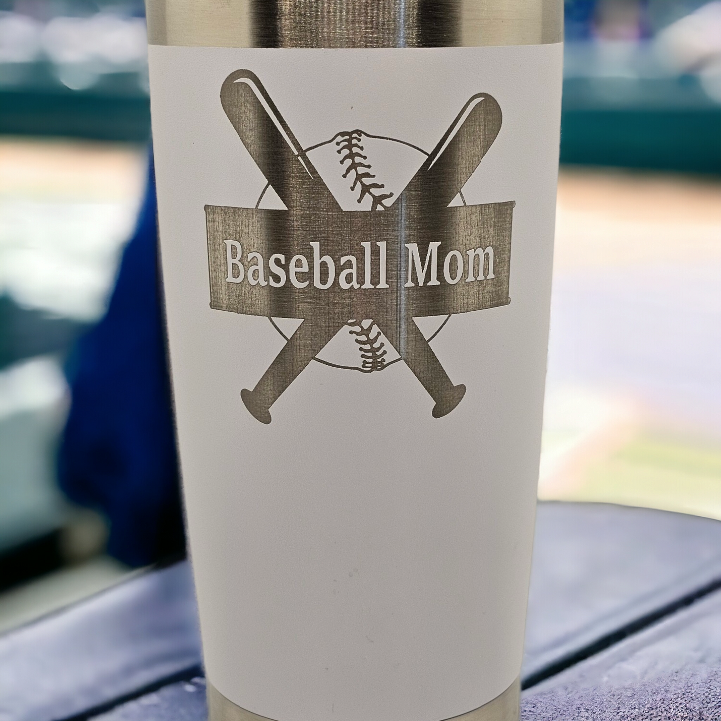 Baseball Mom Tumbler - Engraved Cup with Baseball Design for Sports Moms