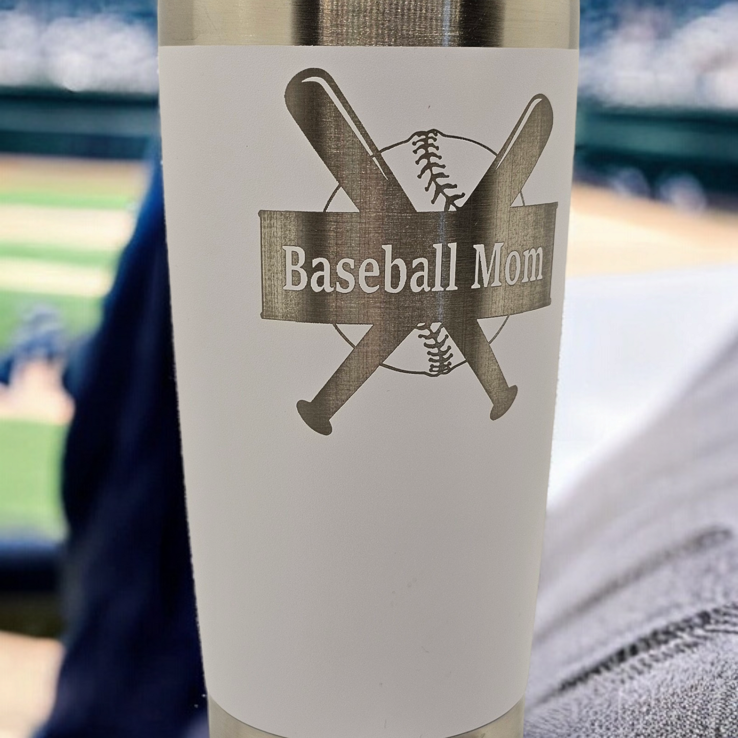 Baseball Mom Tumbler - Engraved Cup with Baseball Design for Sports Moms