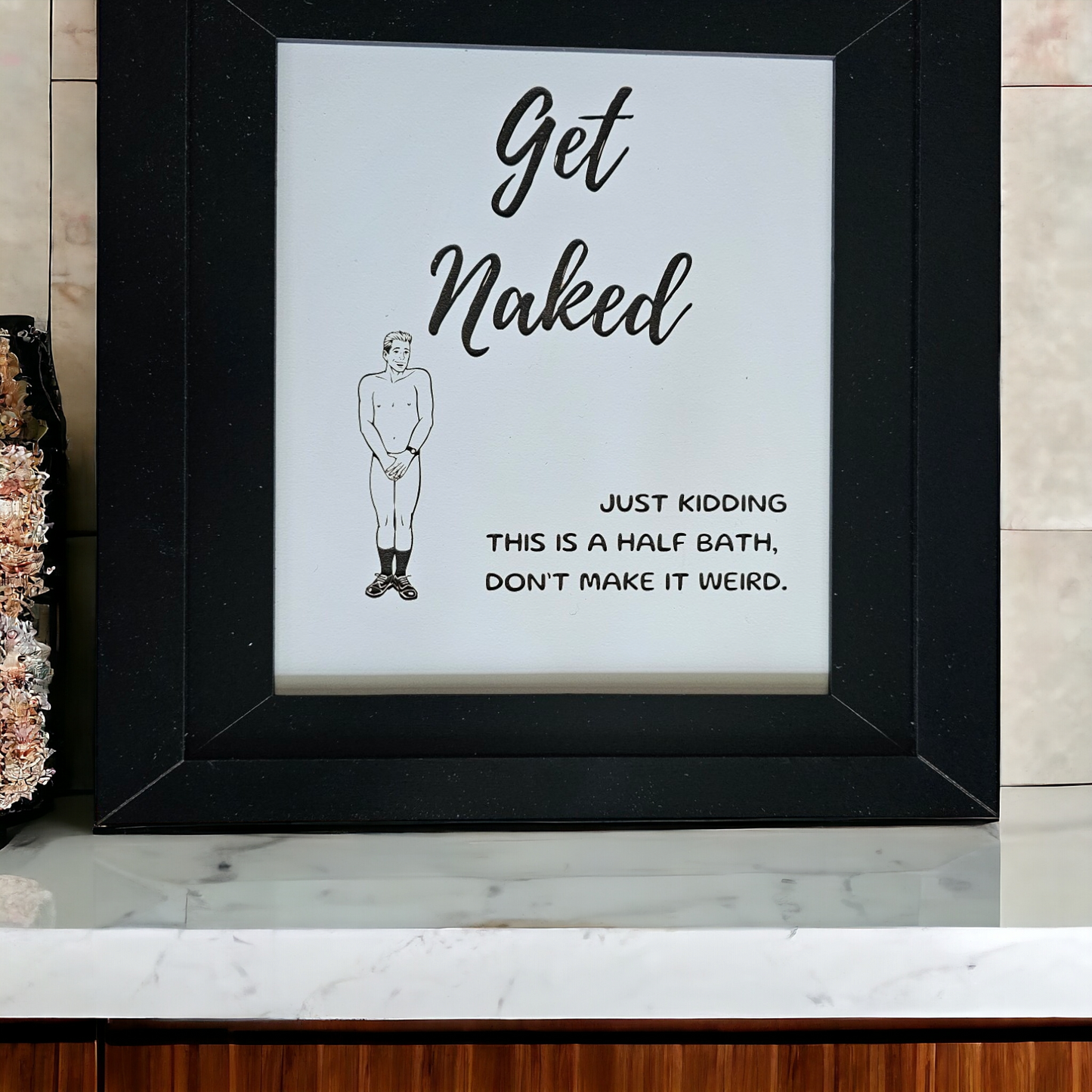 Get Naked Wood Sign, Bathroom Wall Decor, Farmhouse Bathroom Sign, Funny Rustic Bathroom Decor