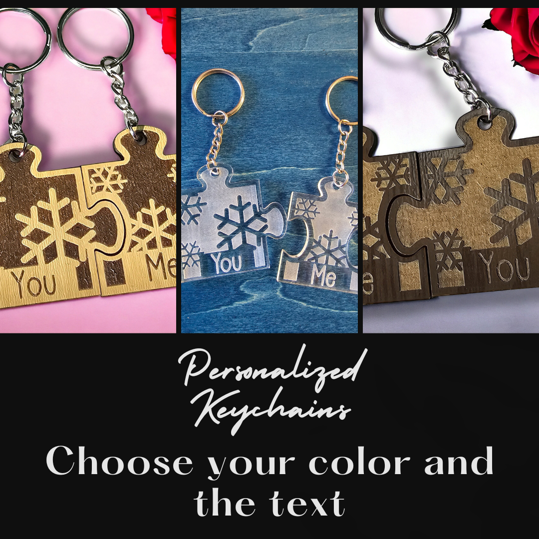 Puzzle Keychains: Your Name, Your Style, couple gift, valentine gift, Personalized Puzzle Keychains, Couple Puzzle Piece Keyring