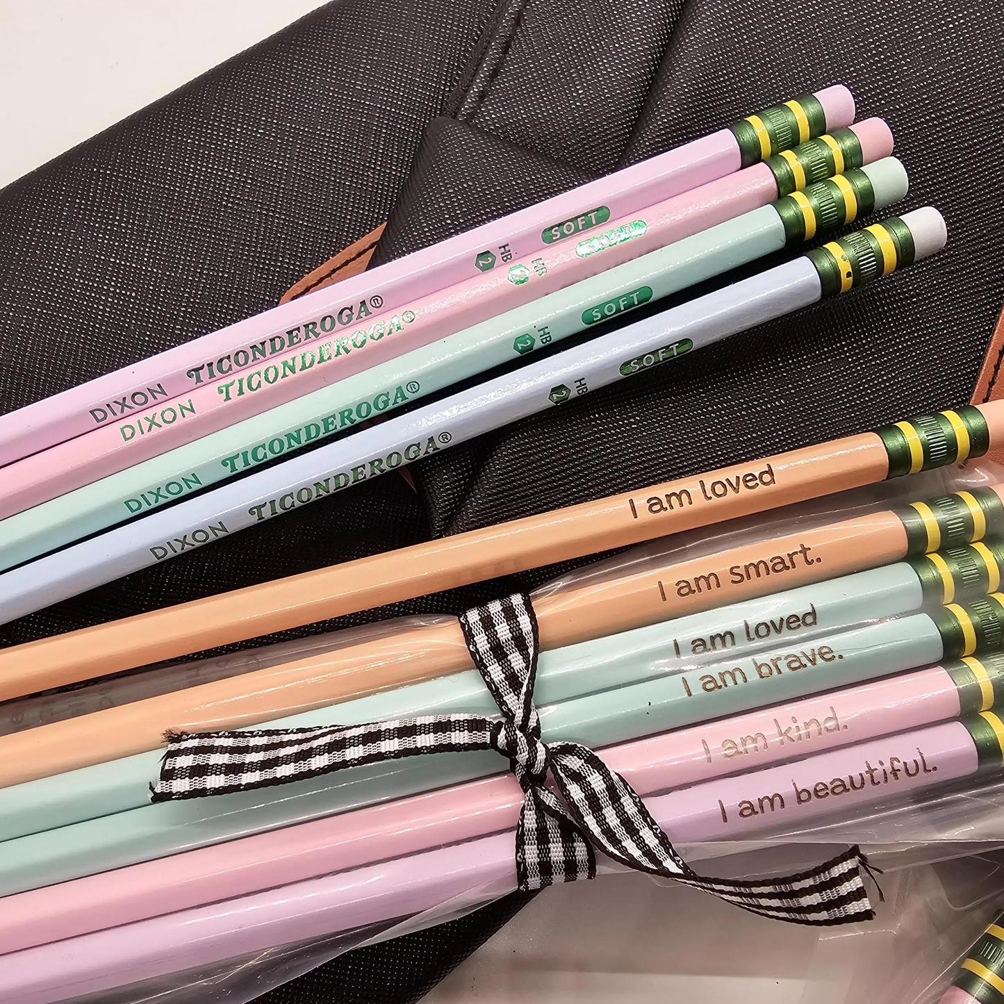 Engraved Affirmation Pencils | Yellow & Pastel Motivational Ticonderoga Pencils | Positive Quotes | Inspirational Gifts | School Supplies