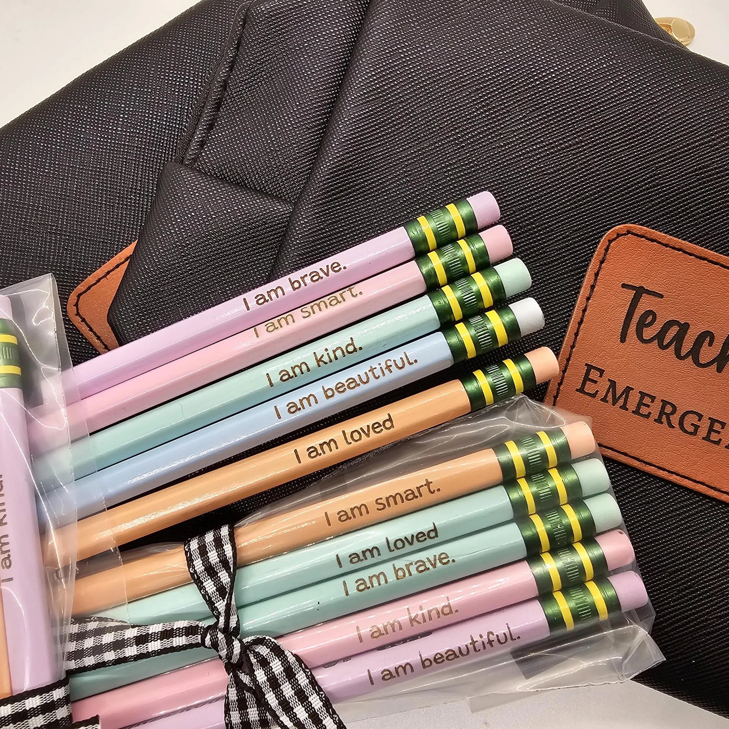 Engraved Affirmation Pencils | Yellow & Pastel Motivational Ticonderoga Pencils | Positive Quotes | Inspirational Gifts | School Supplies