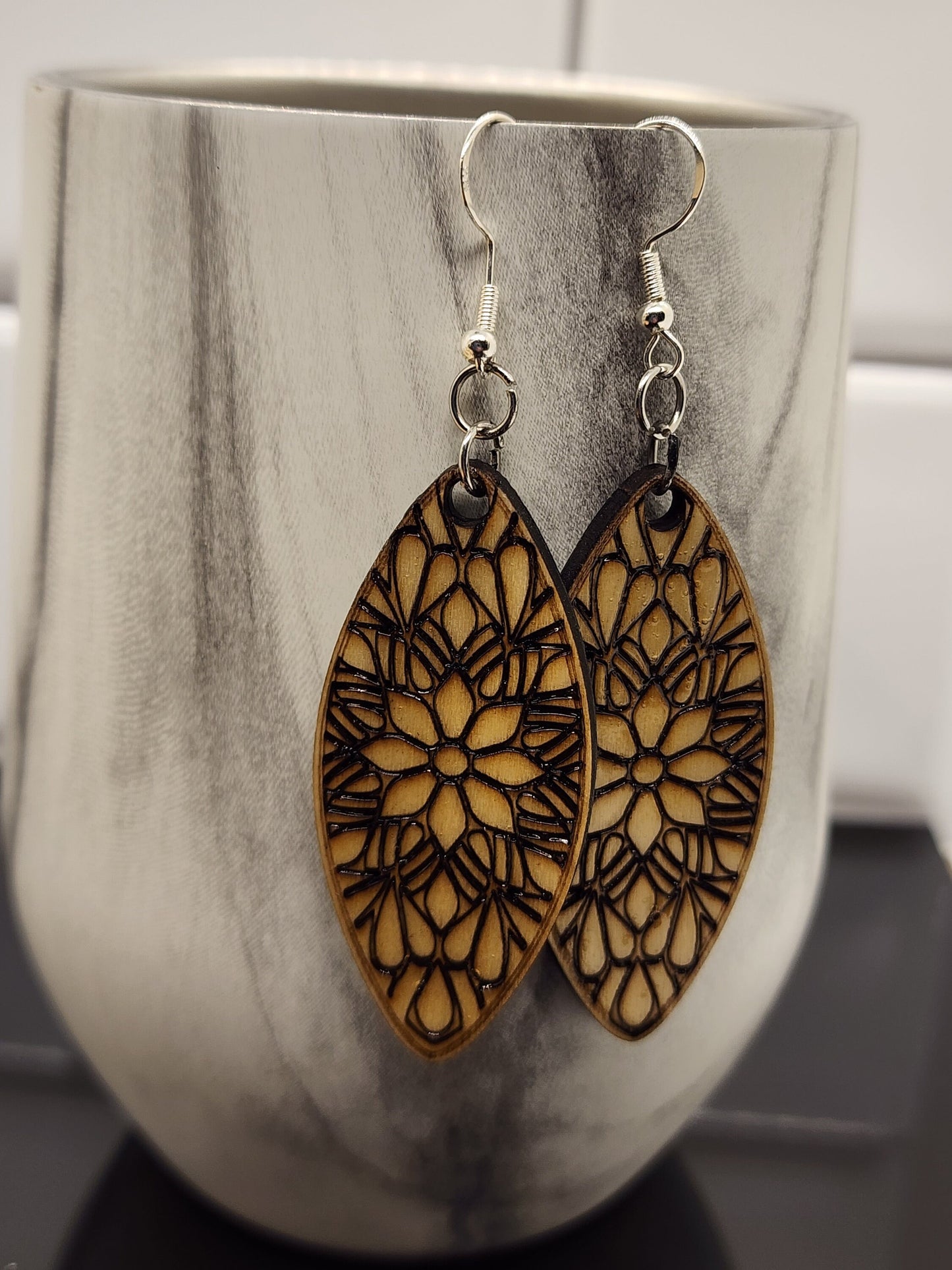 Wooden Lace Earrings