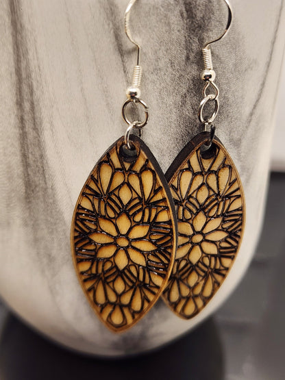 Wooden Lace Earrings