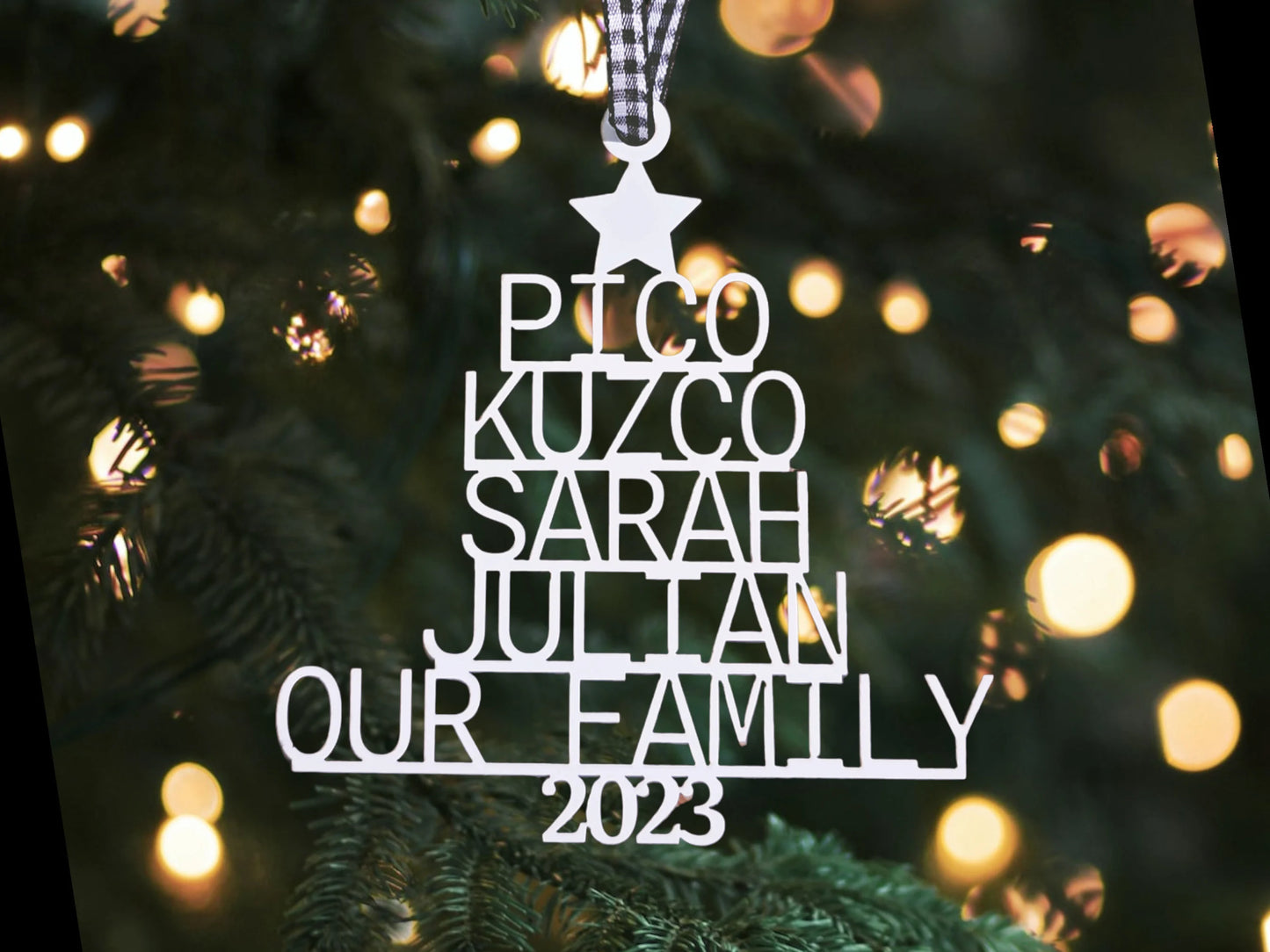 Personalized Family Name Tree Ornament, Custom Christmas Tree Decor, Holiday Gift, Family Gift, Last Name Decoration