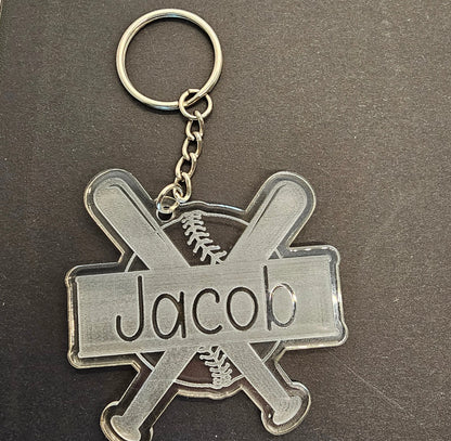 Personalized Baseball Softball Bag Tag, Custom Sports Keyring, Team Spirit Accessories, Baseball Player Gift, Custom Name Keychain