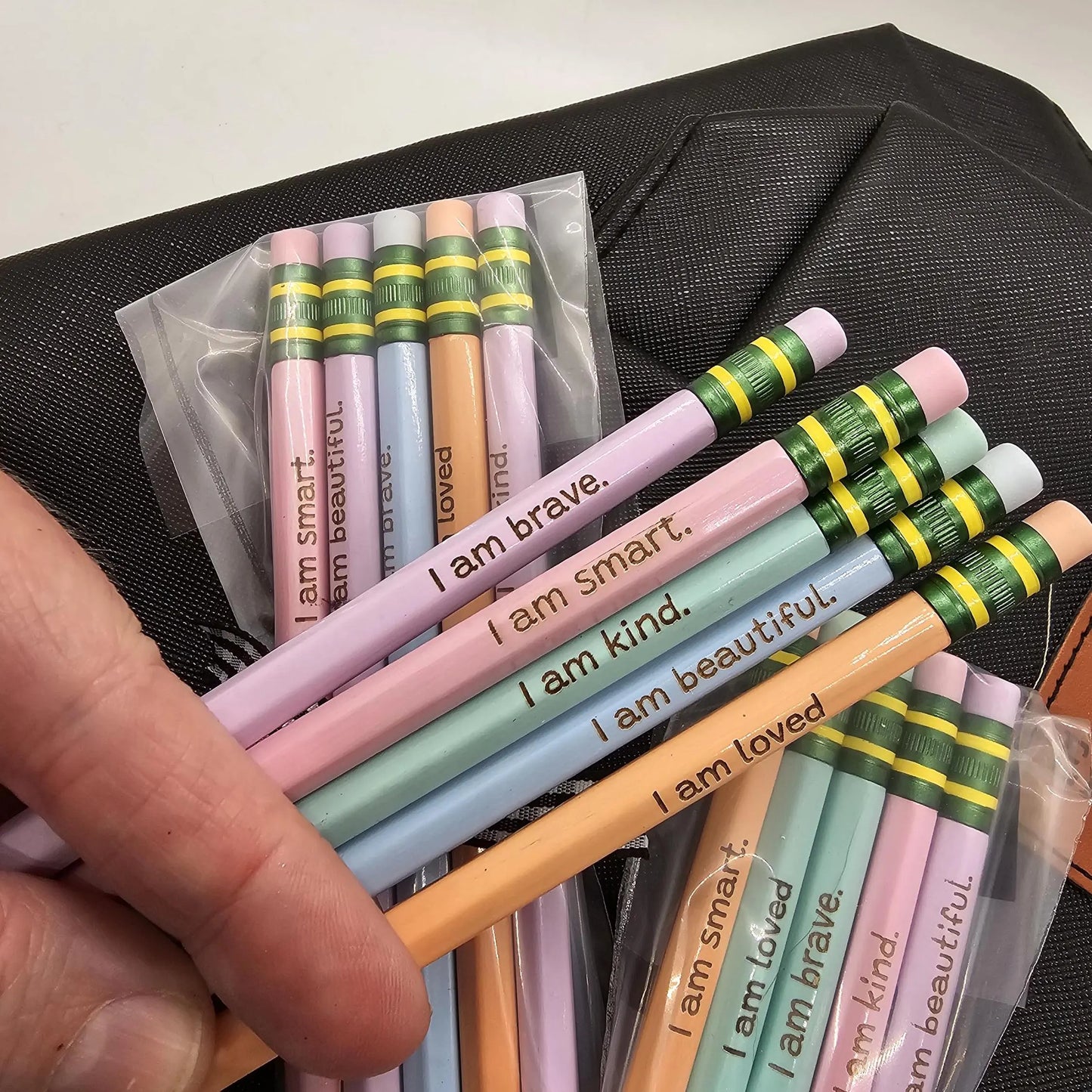 Engraved Affirmation Pencils | Yellow & Pastel Motivational Ticonderoga Pencils | Positive Quotes | Inspirational Gifts | School Supplies