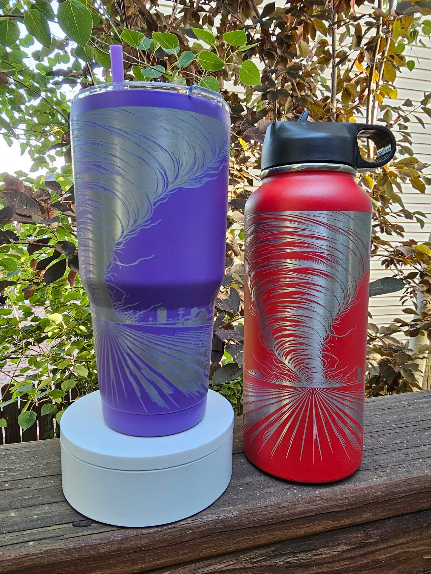 Weather Enthusiast Tumbler - Tornado Engraved Cup for Storm Chasers, 30 or 32oz Stainless Steel Hydro Water Bottle