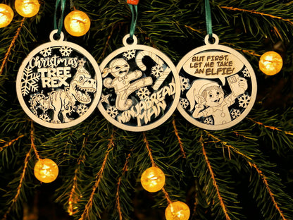 Pun-tastic Holiday Fun: Take an Elfie, Merry Trex, and Ninja Bread Man Ornaments