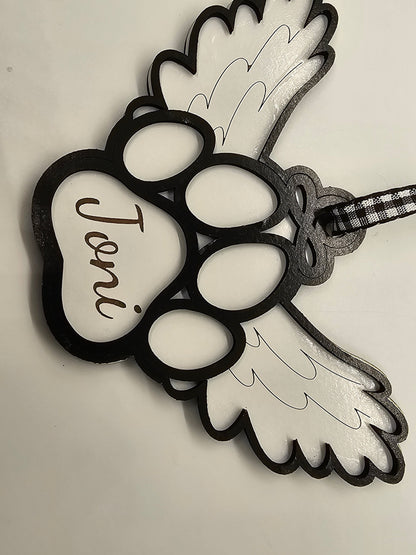 Customized Wood Memorial Pet Ornament, Personalized Pet Remembrance, Pet Loss Gift