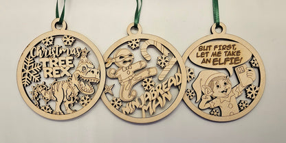 Pun-tastic Holiday Fun: Take an Elfie, Merry Trex, and Ninja Bread Man Ornaments